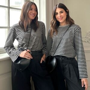 WAT THE BRAND The Ultimate Stripe Top Grey/Black Size Small
